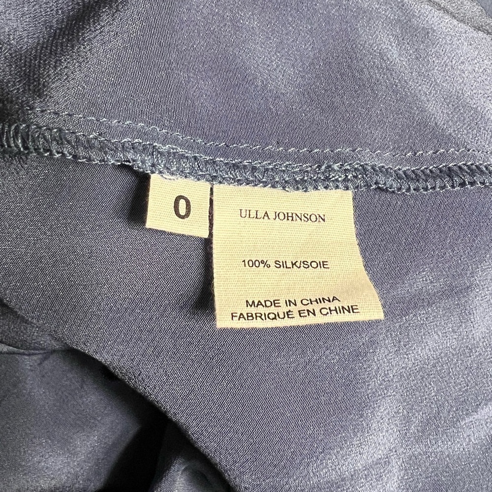 ULLA JOHNSON Livinia ruffled gathered silk midi dress in Indigo Blue 0 NWT 765$ - Picture 10 of 10
